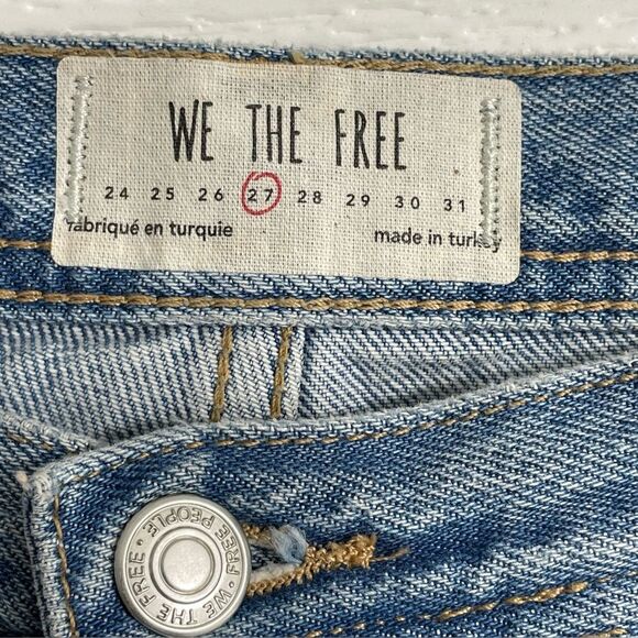 We the Free People Maggie Straight Leg Distressed Denim Women’s Sz 27 Blue Jeans - Picture 7 of 11